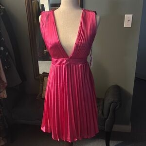 Elegant Pink Pleated Dress